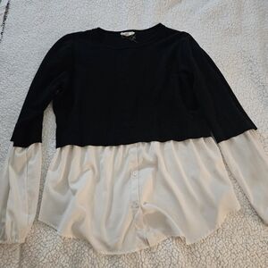 Black and White Layered Long Sleeve Top
